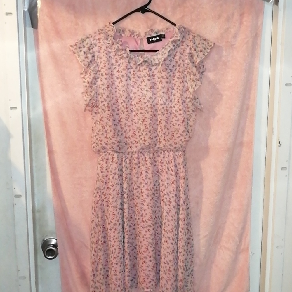 Pink floral print girls dress